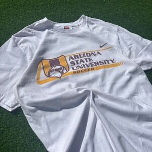 Vintage 90s Nike team white Arizona State University soccer y2k 2000s tee shirt